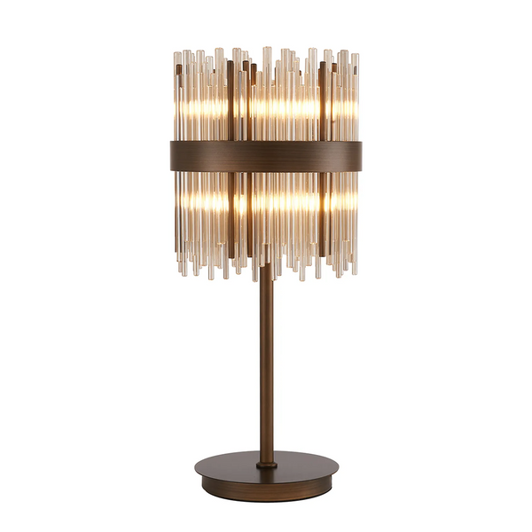 Eckington Table Lamp in Matt Bronze with Cognac Glass Rods
