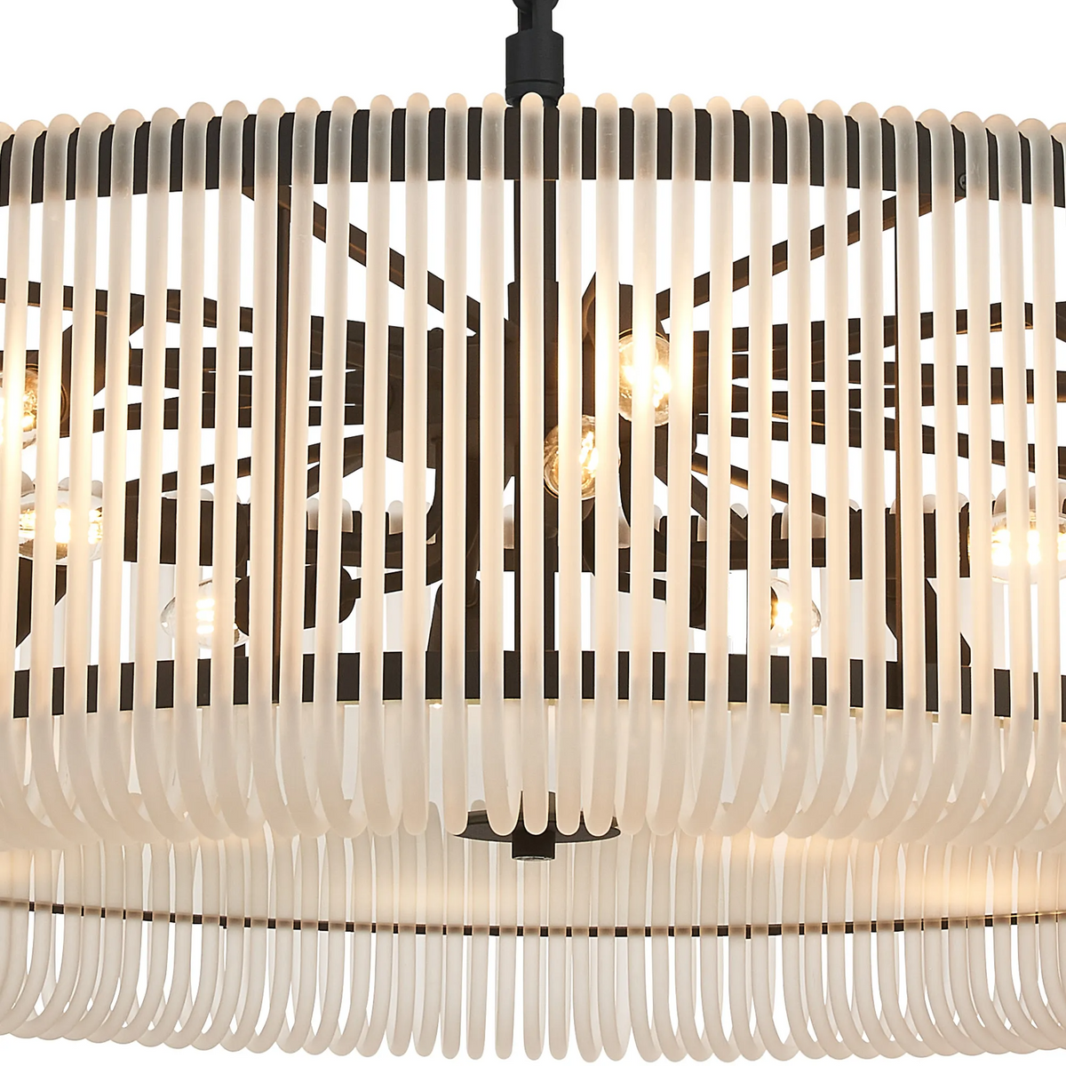 Jevington 1000mm Pendant or Semi Flush in Black with Frosted Glass