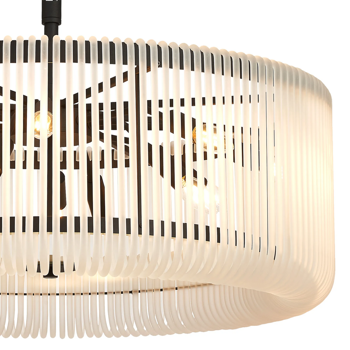 Jevington 780mm Pendant or Semi Flush in Black with Frosted Glass