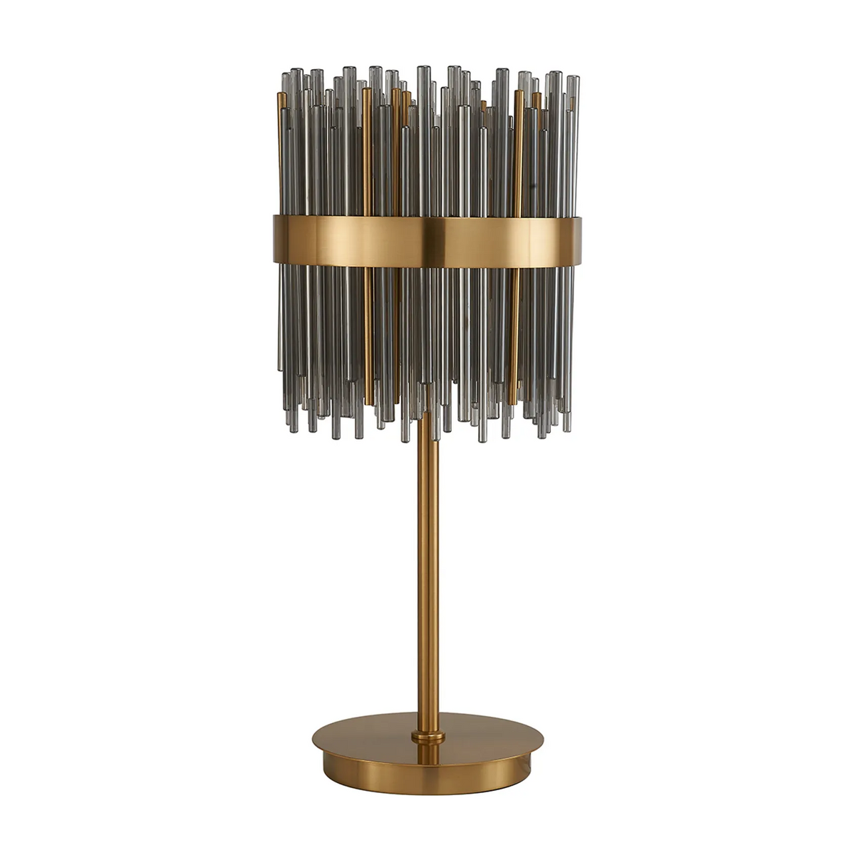 Eckington Table Lamp in Brass with Smoked Glass Rods