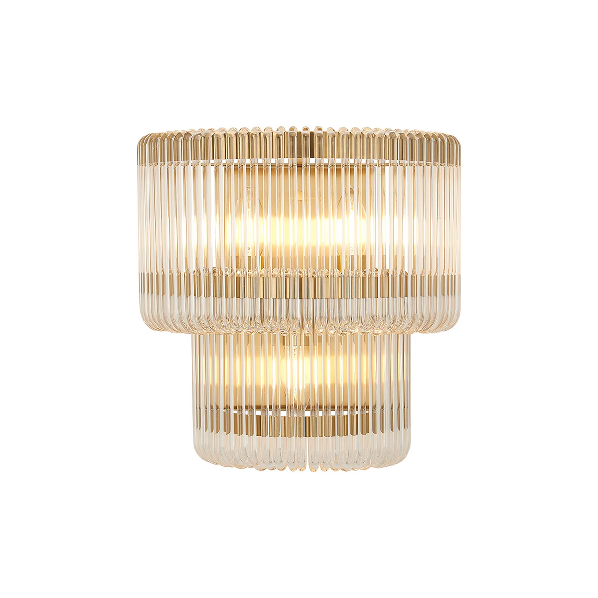 Jevington Large Two Tier Wall Light in Brass with Clear Glass