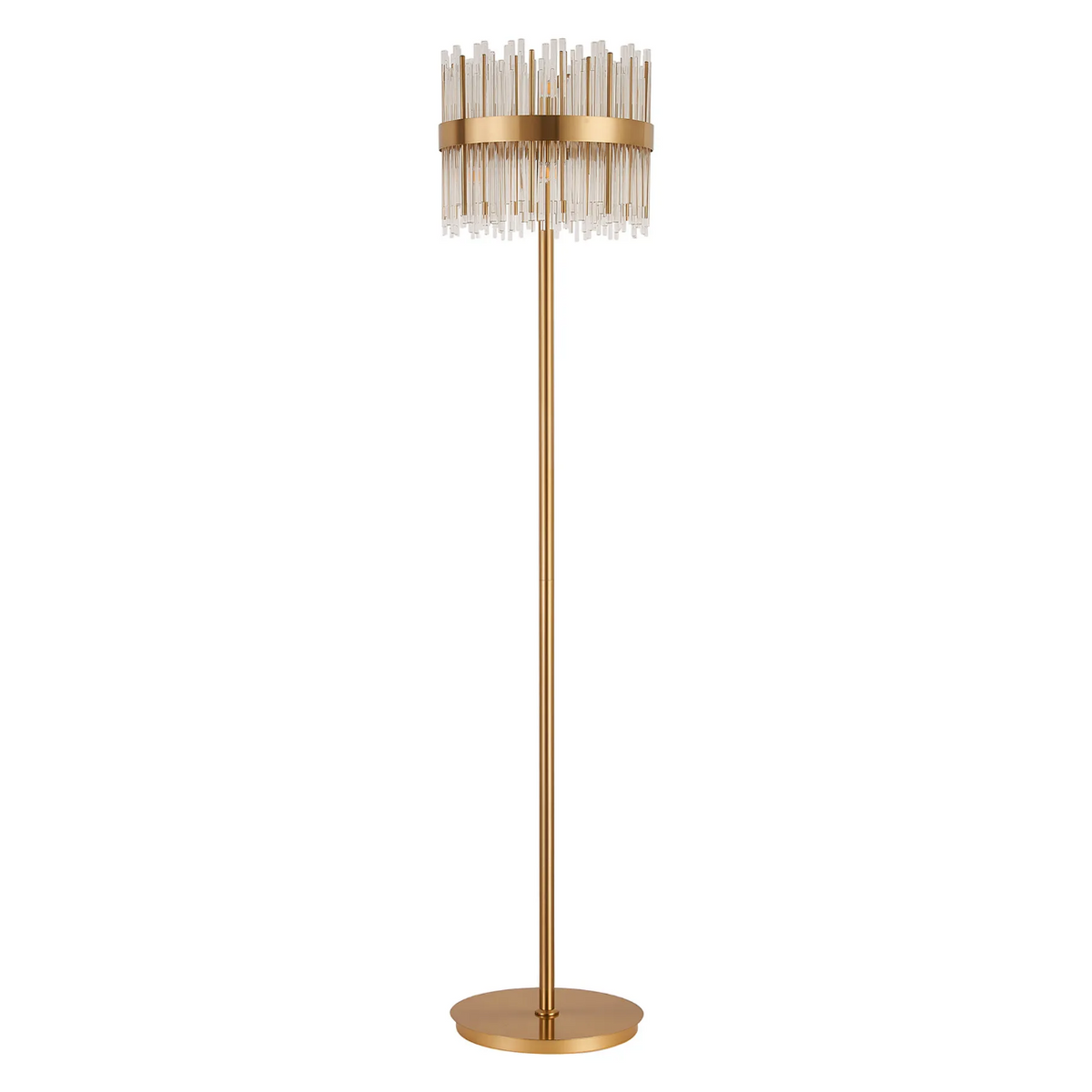 Eckington Floor Lamp in Brass with Clear Glass Rods
