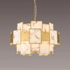 Glazeley 590mm Pendant with Faux Grey Alabaster and Gold Panels