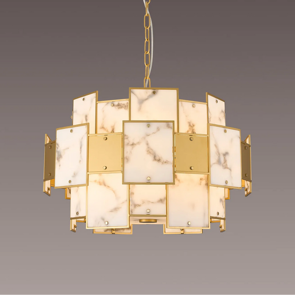 Gold and white marble chandelier