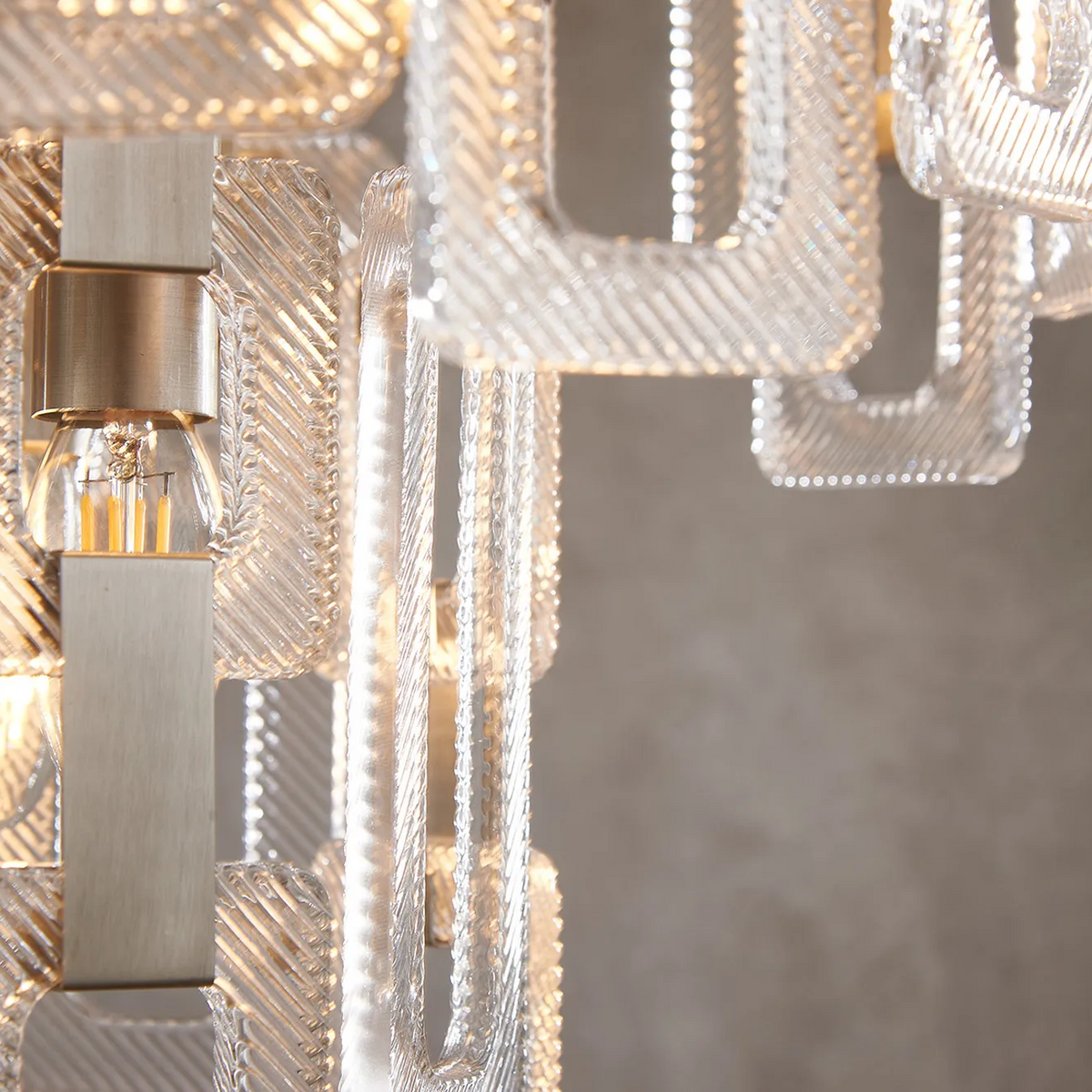 Heptonstall 410mm Two Tier Round Pendant in Satin Nickel with Clear Glass