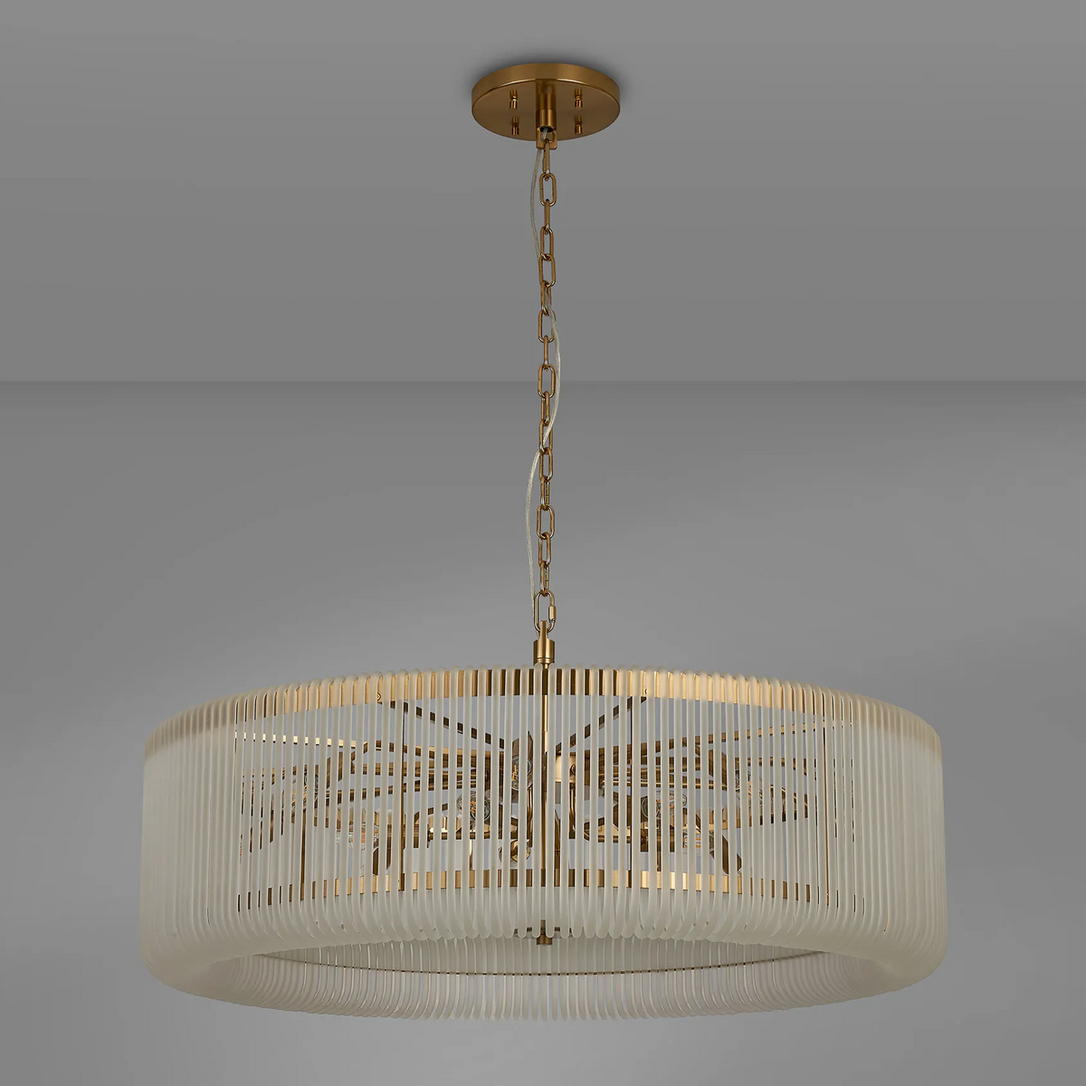 Jevington 1000mm Pendant or Semi Flush in Brass with Frosted Glass