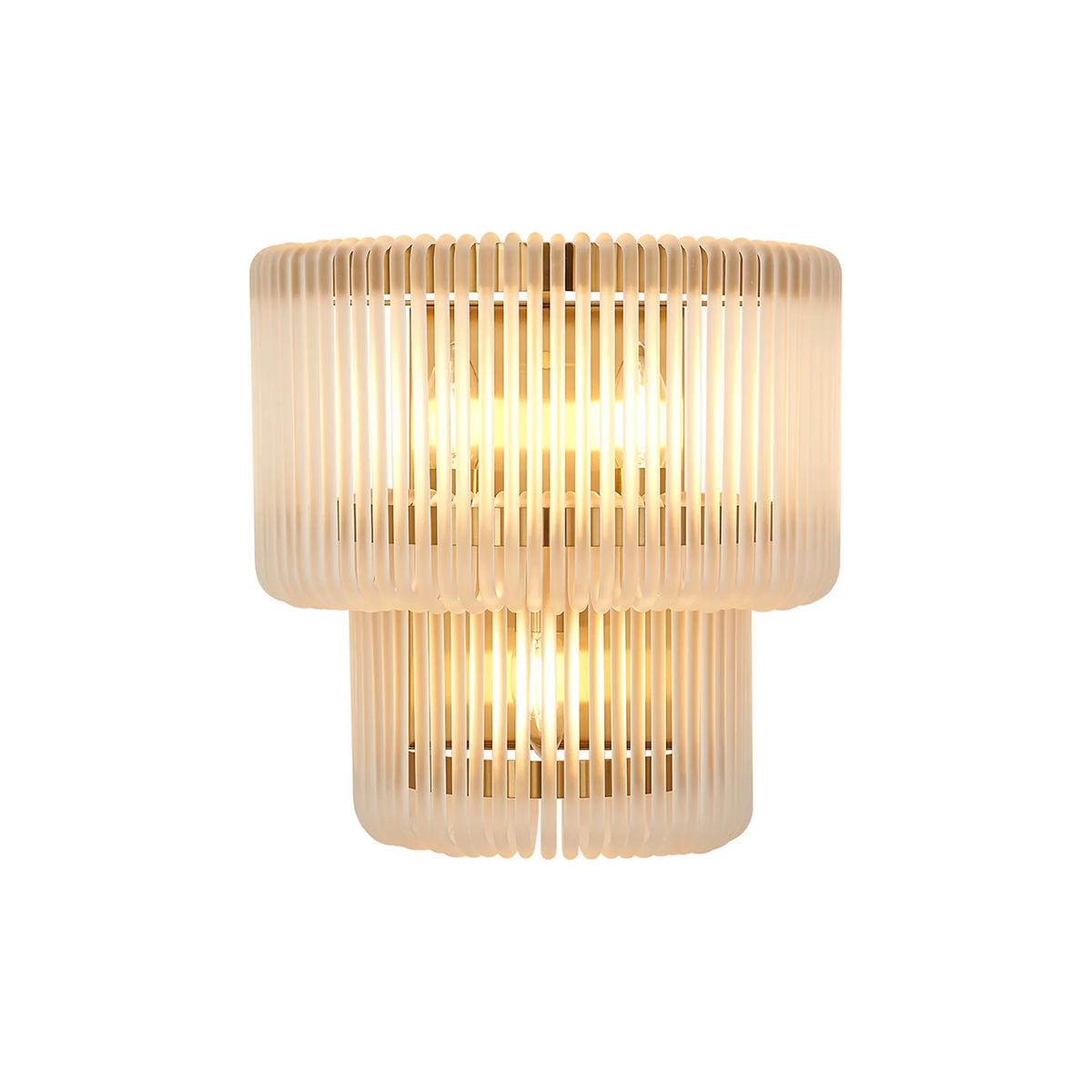 Jevington Large Two Tier Wall Light in Brass with Frosted Glass