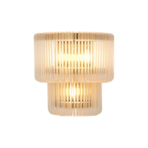 Jevington Large Two Tier Wall Light in Brass with Frosted Glass