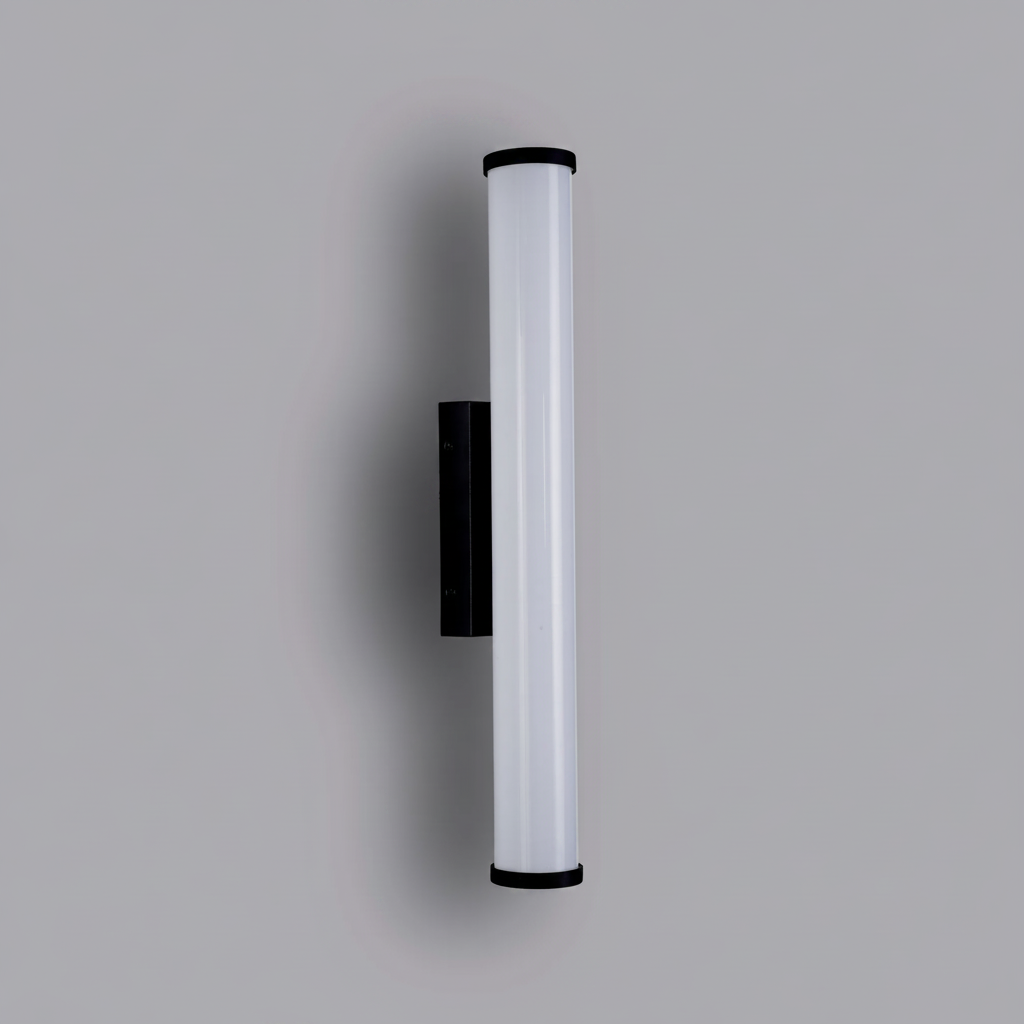 Lumiere Kingswear large LED bathroom wall light in sand black with a cylindrical white diffuser