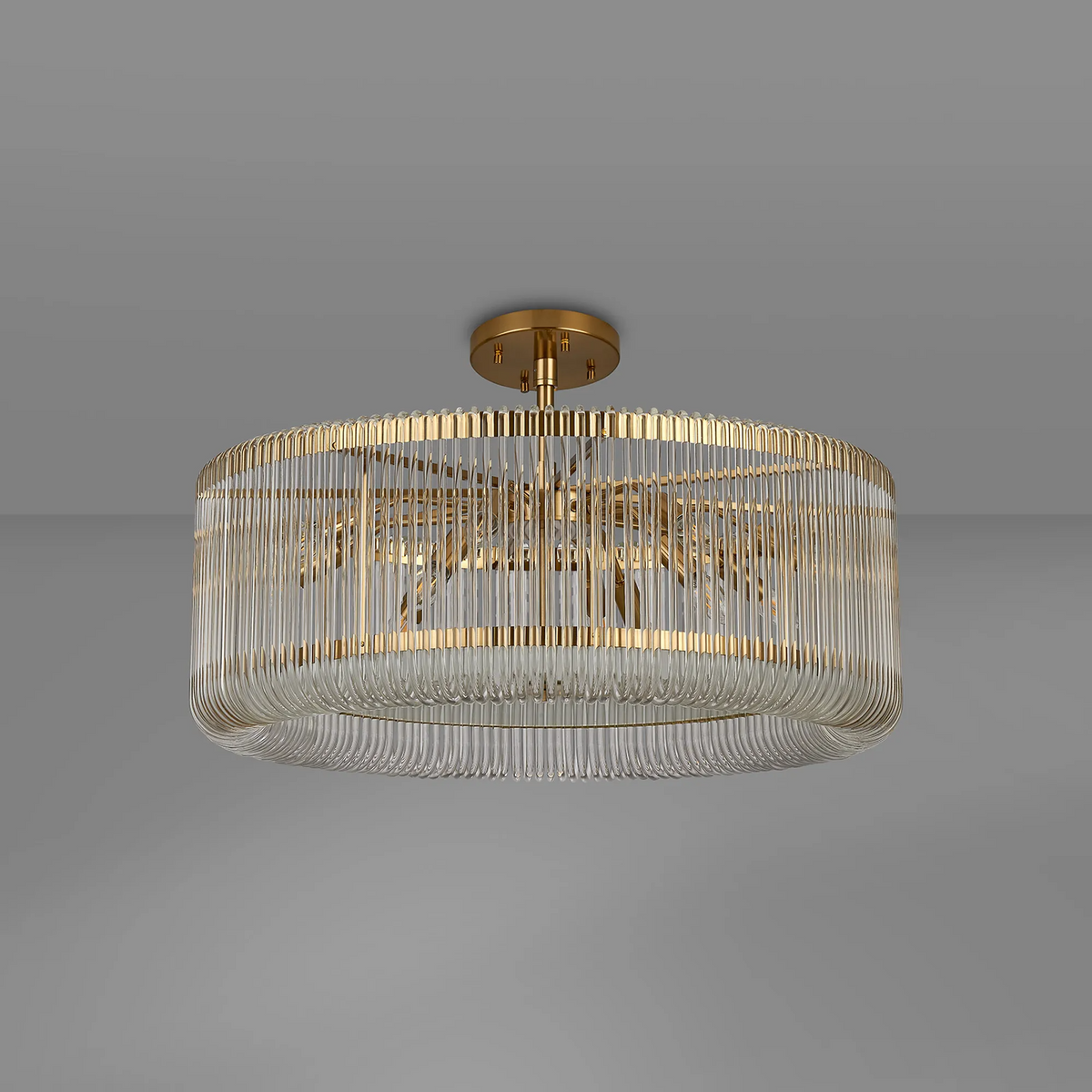 Jevington 780mm Pendant or Semi Flush in Brass with Clear Glass