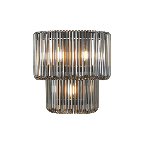 Jevington Large Two Tier Wall Light in Black with Smoked Glass