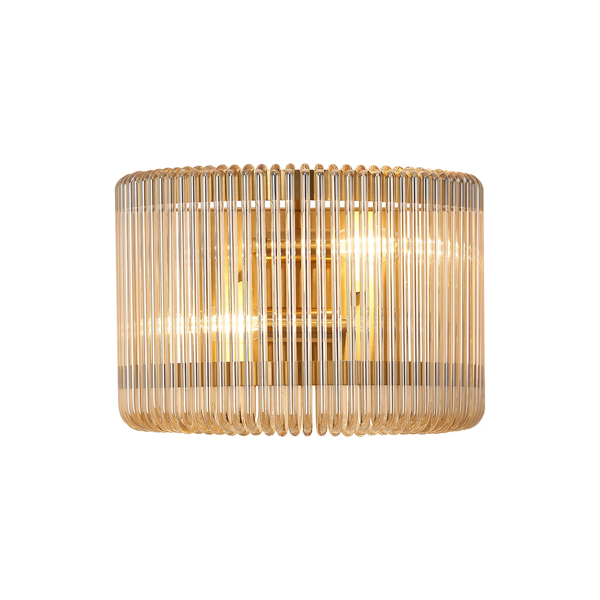 Jevington Medium Wall Light in Brass with Smoke Brown Glass