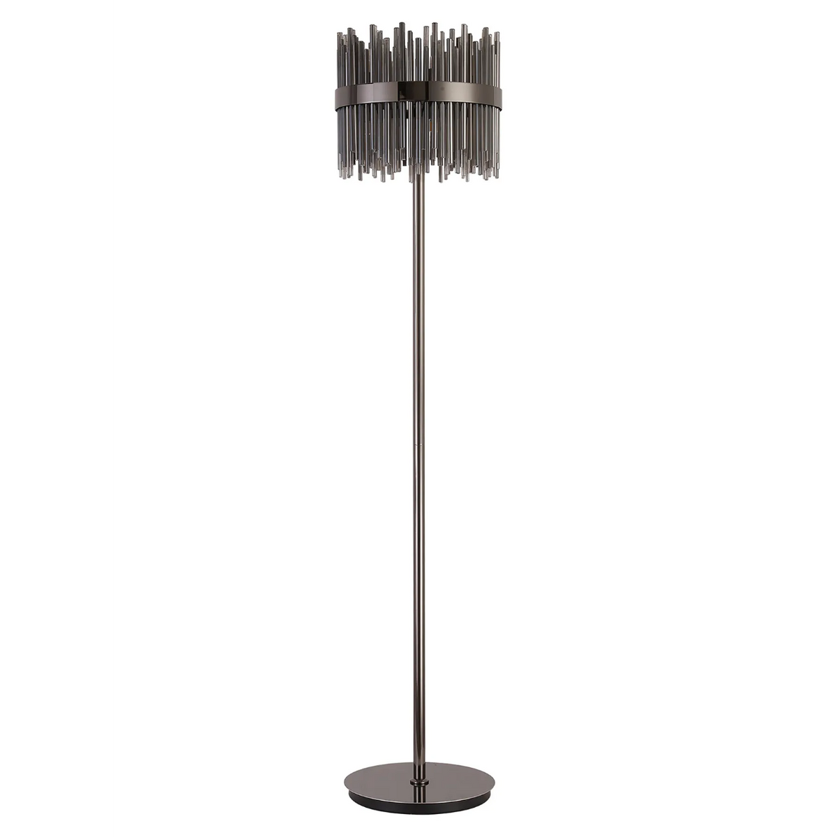 Eckington Floor Lamp in Black Chrome with Smoked Glass Rods