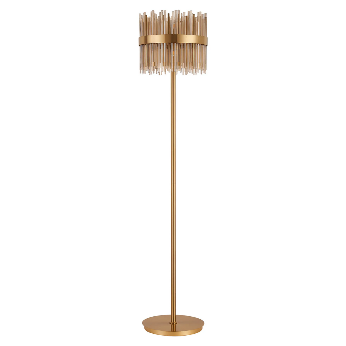 Eckington Floor Lamp in Brass with Cognac Glass Rods