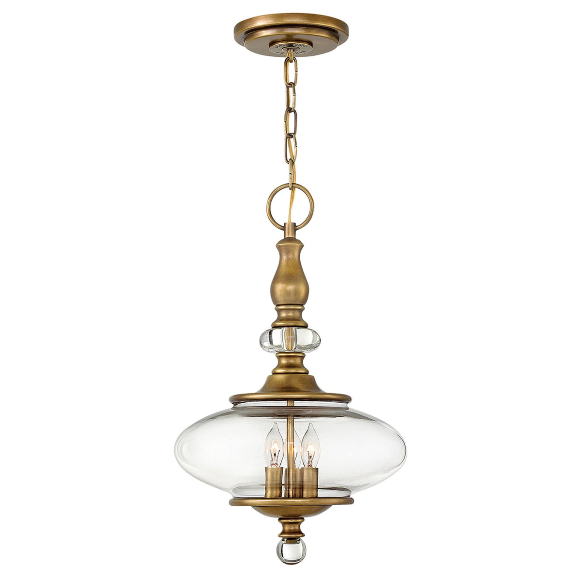 Wexley Three Light Pendant in Heritage Brass