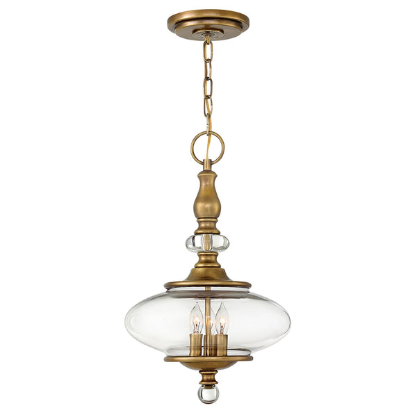 Wexley Three Light Pendant in Heritage Brass