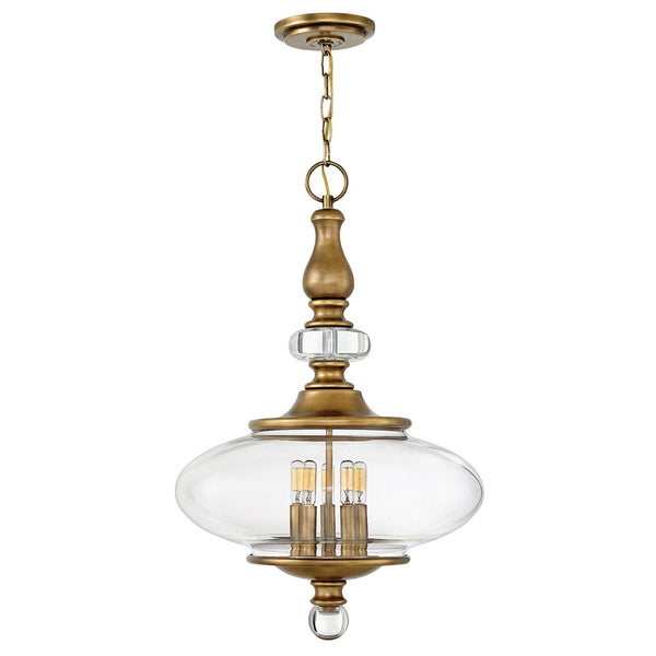 Wexley Five Light Pendant in Heritage Brass
