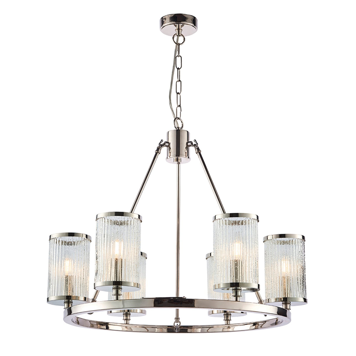 Easton Six Light Pendant in Bright Nickel