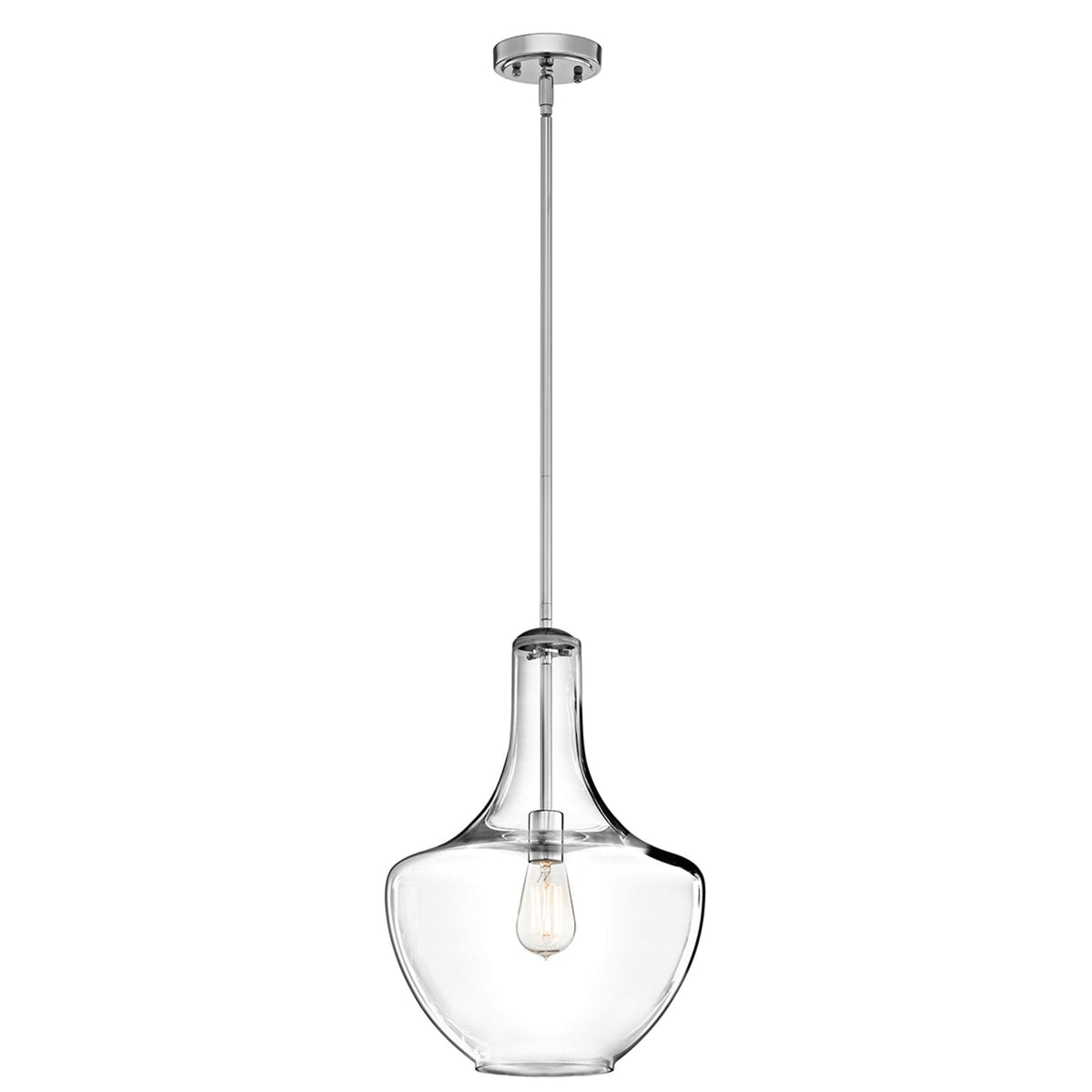 Everly Medium Pendant Light in Glass & Chrome