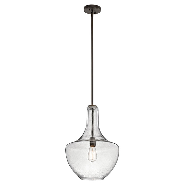 Everly Medium Pendant Light in Seeded Glass & Olde Bronze