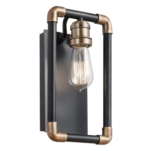 Imahn Single Wall Light in Black & Natural Brass