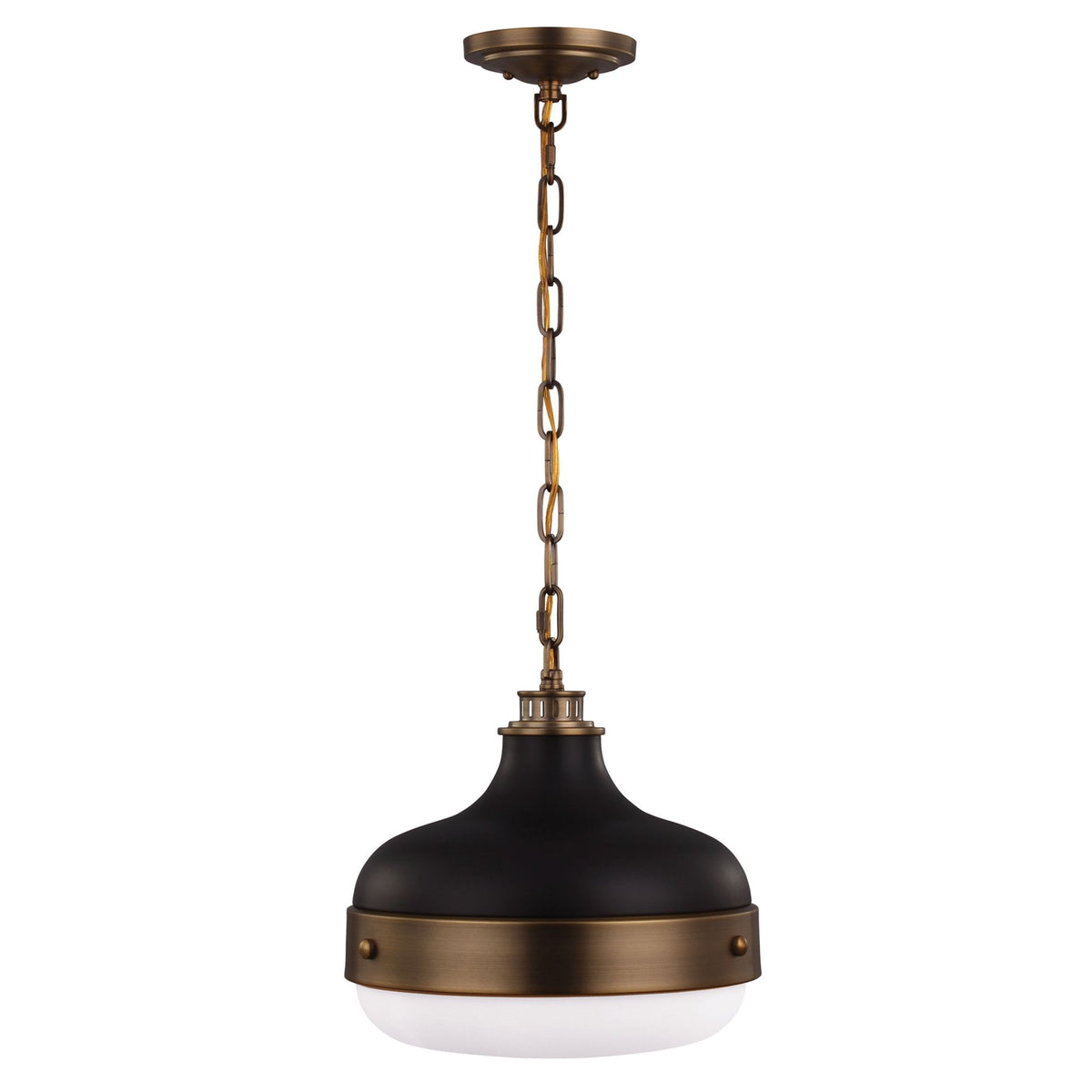 Cadence Pendant Light in Dark Antique Brass & Matte Black