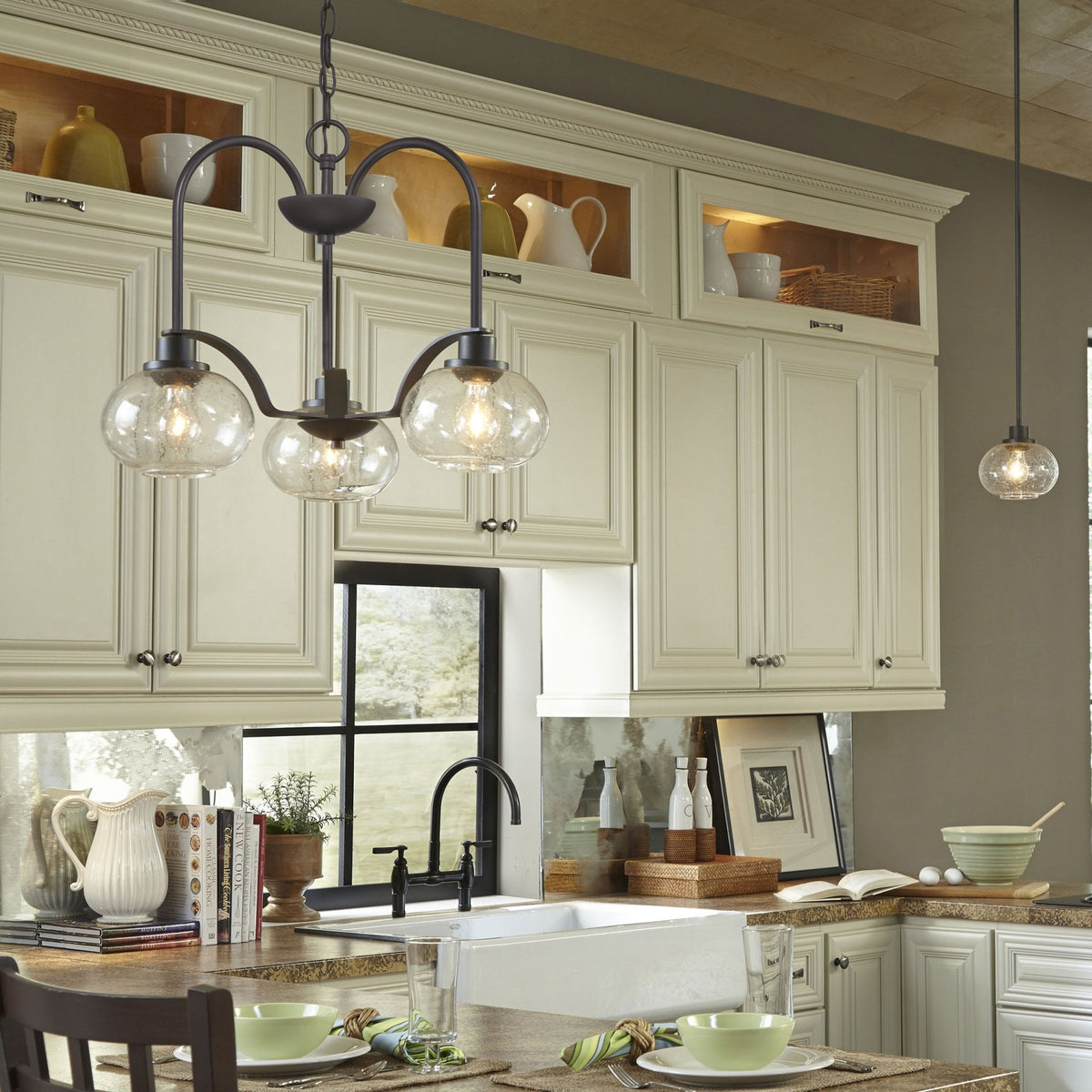 Trilogy Three Light Chandelier in Old Bronze