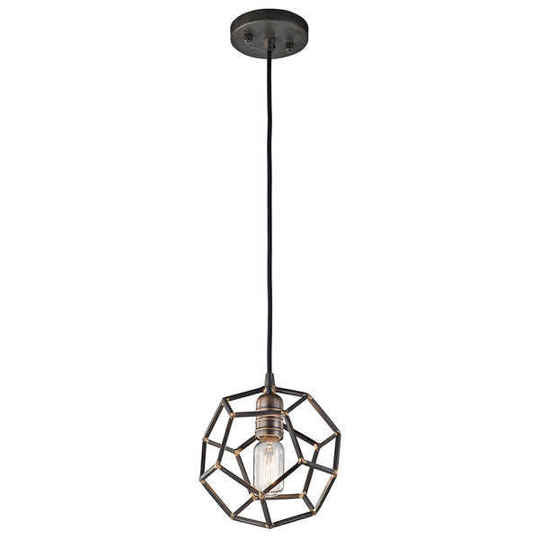 Rocklyn Mini Pendant in Raw Steel & Natural Brass Accents