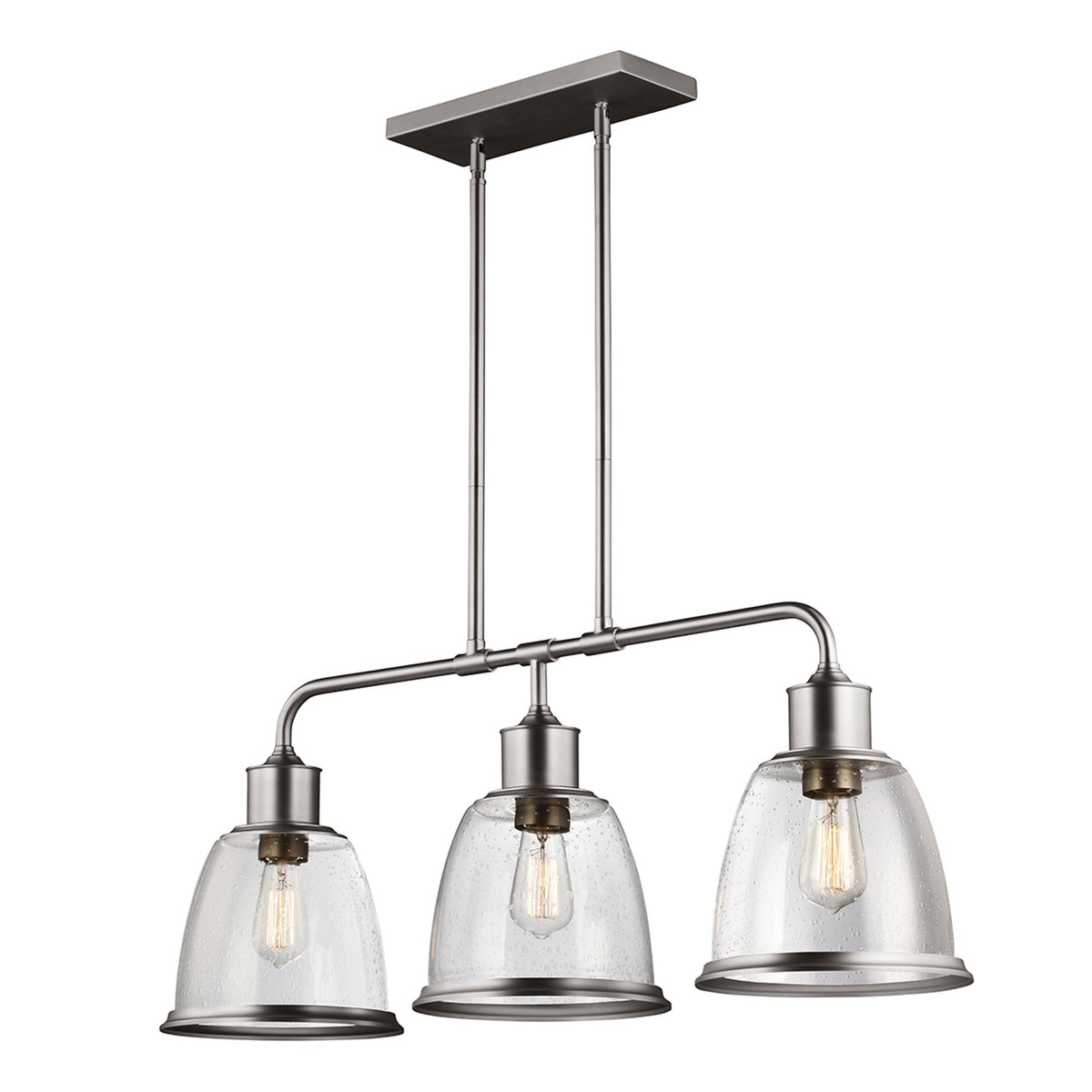 Hobson Three Light Island Chandelier in Satin Nickel