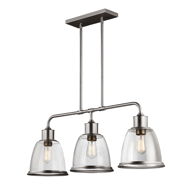 Hobson Three Light Island Chandelier in Satin Nickel