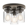 Brinley Three Light Flush Mount in Olde Bronze