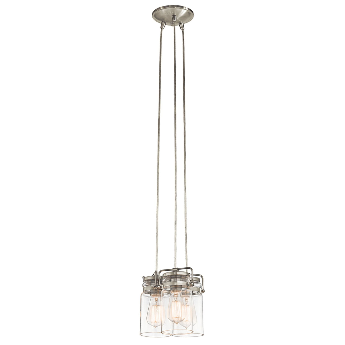 Brinley Three Light Cluster Pendant in Brushed Nickel
