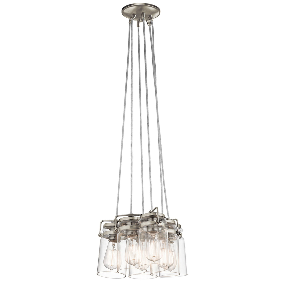 Brinley Six Light Cluster Pendant in Brushed Nickel