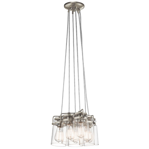 Brinley Six Light Cluster Pendant in Brushed Nickel