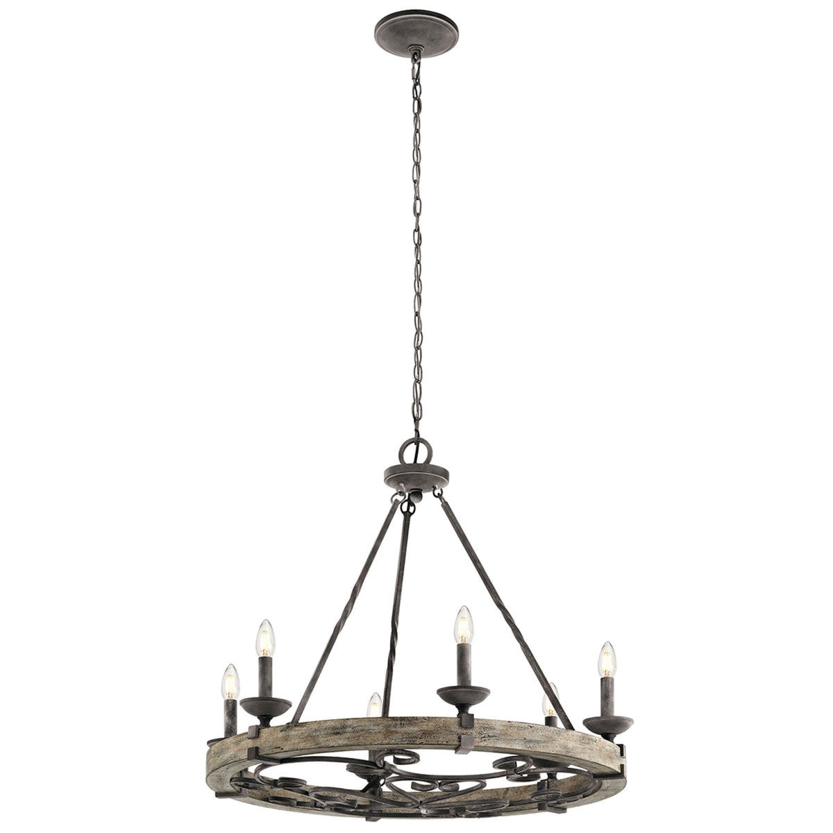Taulbee Six Light Chandelier with Weathered Zinc