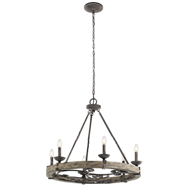 Taulbee Six Light Chandelier with Weathered Zinc