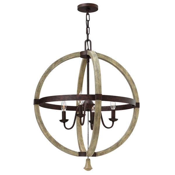 Middlefield Four Light Chandelier in Solid Distressed Wood