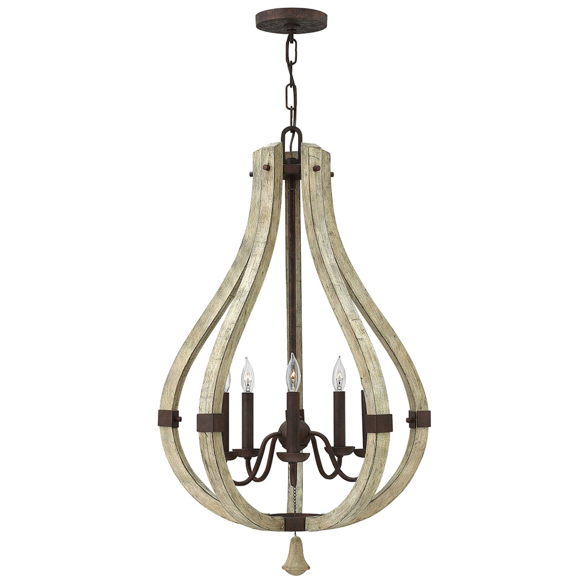 Middlefield Five Light Chandelier in Solid Distressed Wood