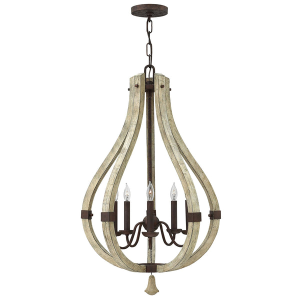 Middlefield Five Light Chandelier in Solid Distressed Wood
