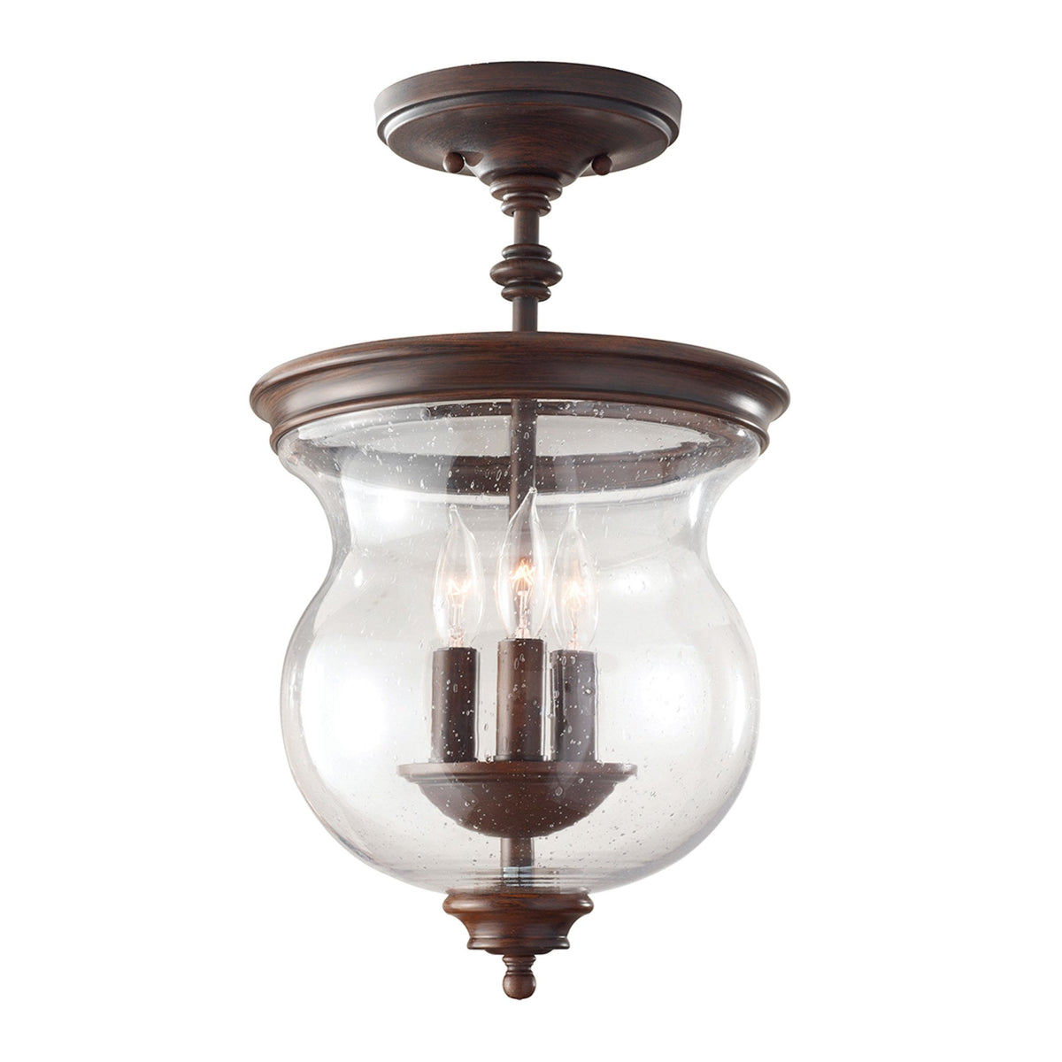 Pickering Lane Three Light Semi-Flush or Pendant in Heritage Bronze
