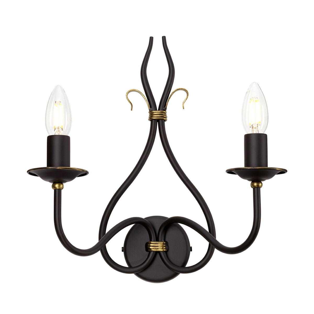 Windermere Twin Wall Light in Rust & Gold Patina