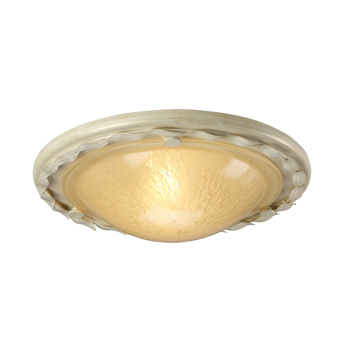 Olivia Flush Ceiling Light in Ivory & Gold
