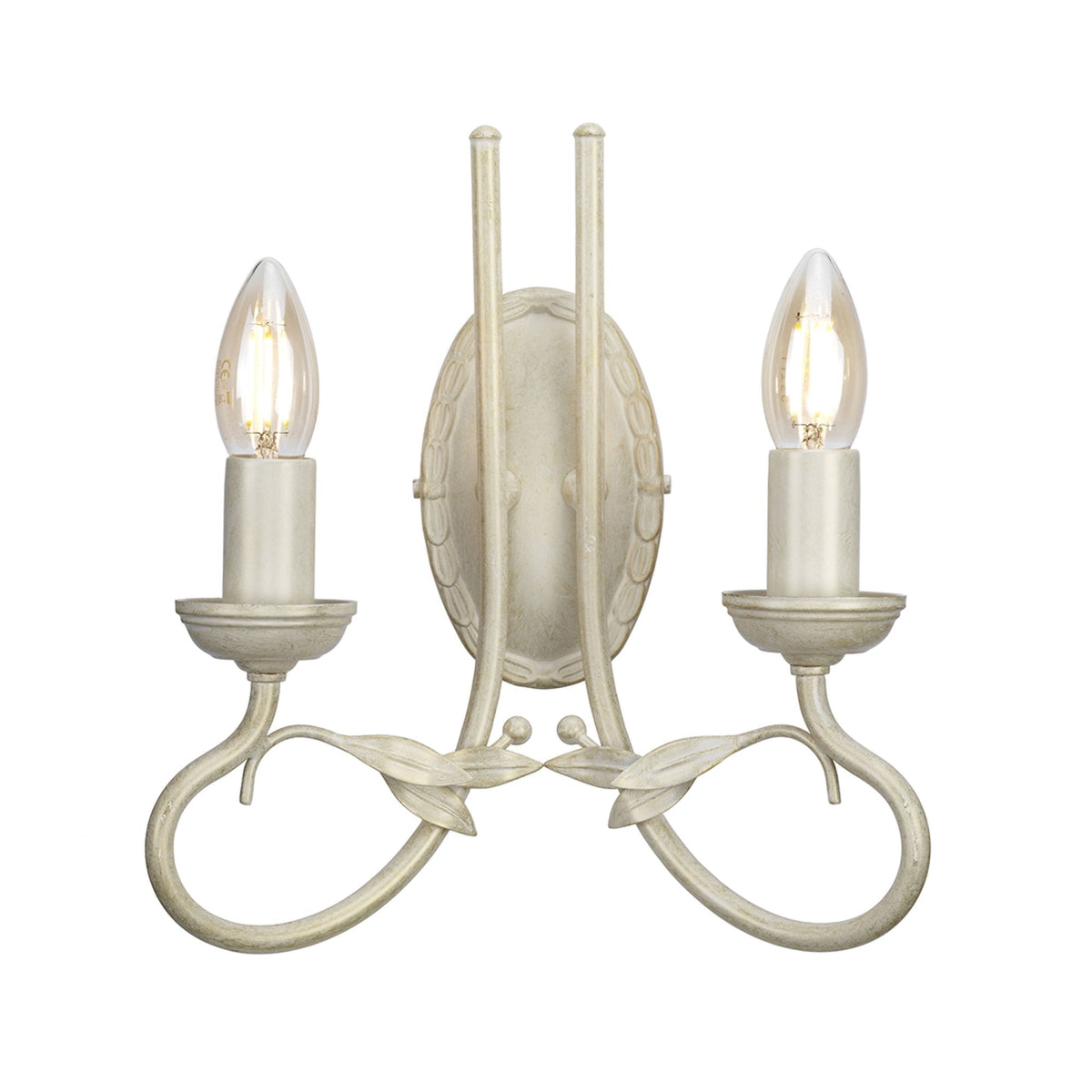 Olivia Twin Wall Light in Ivory & Gold