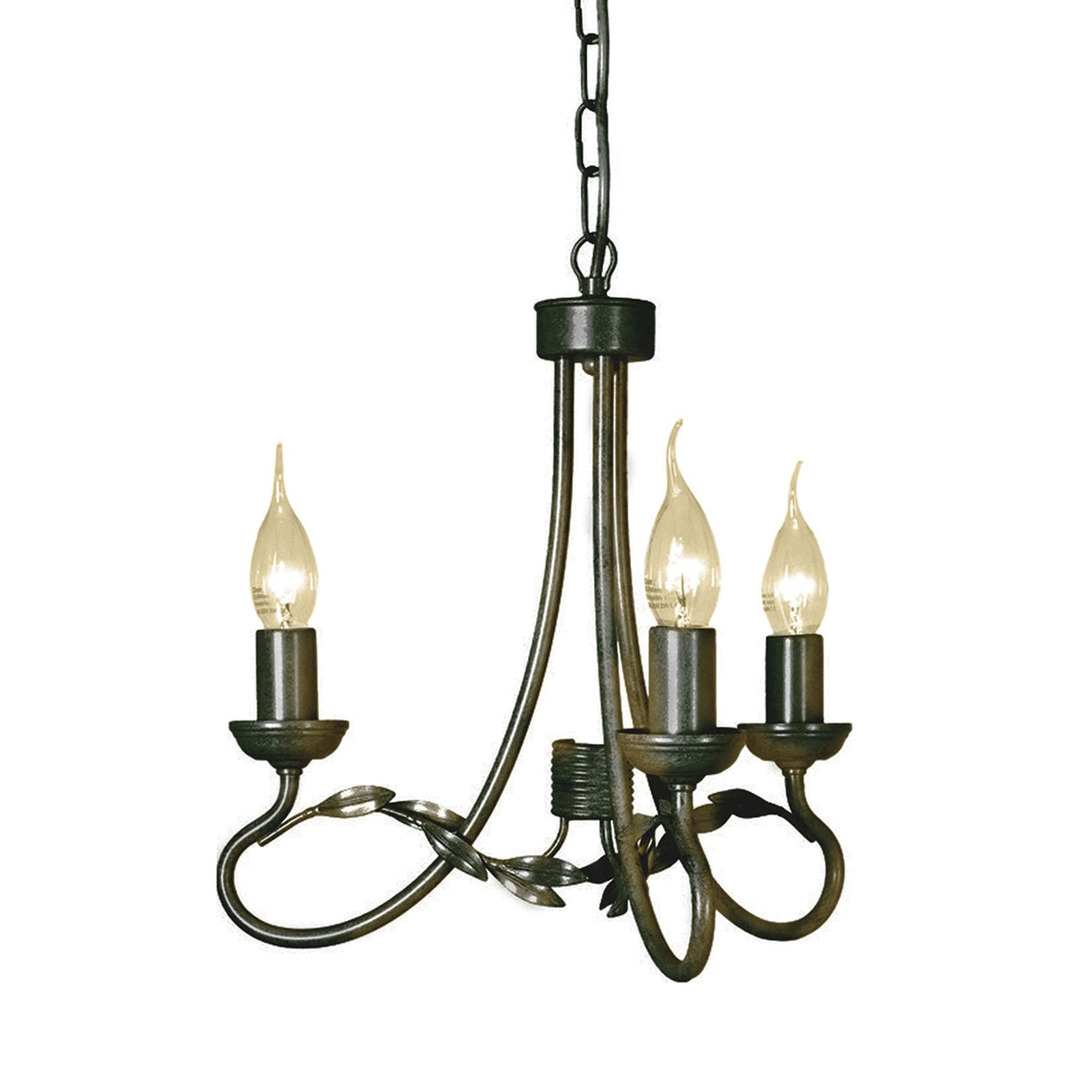 Olivia Three Light Chandelier or Semi Flush in Black & Gold