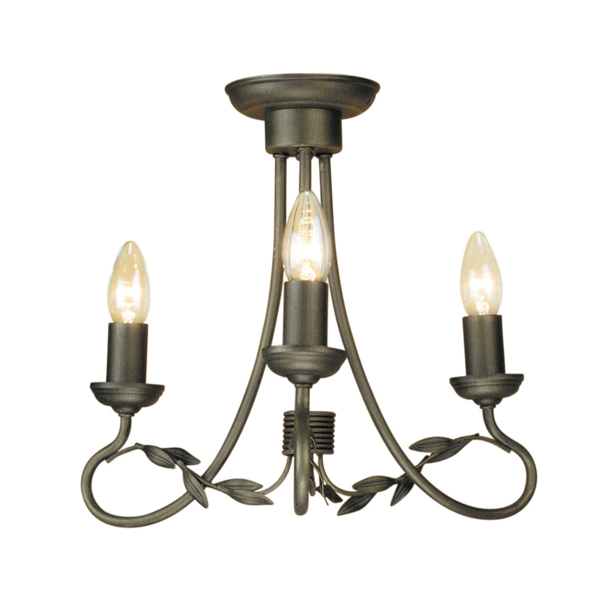Olivia Three Light Chandelier or Semi Flush in Black & Gold