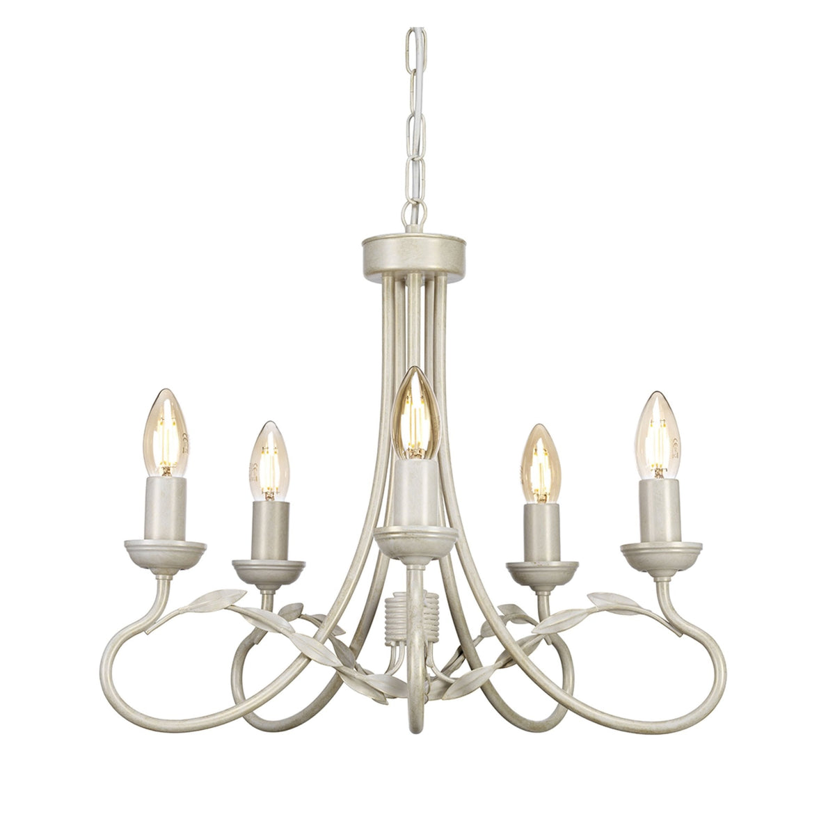 Olivia Five Light Chandelier or Semi Flush in Ivory & Gold