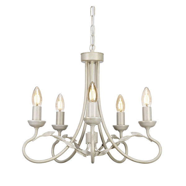 Olivia Five Light Chandelier or Semi Flush in Ivory & Gold
