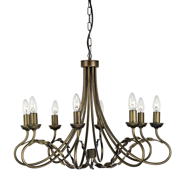 Olivia Eight Light Chandelier or Semi Flush in Black & Gold