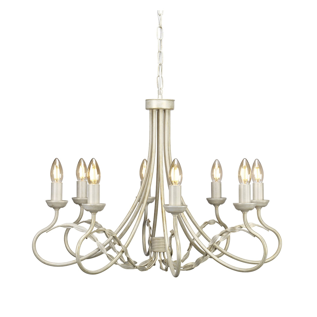 Olivia Eight Light Chandelier or Semi Flush in Ivory & Gold