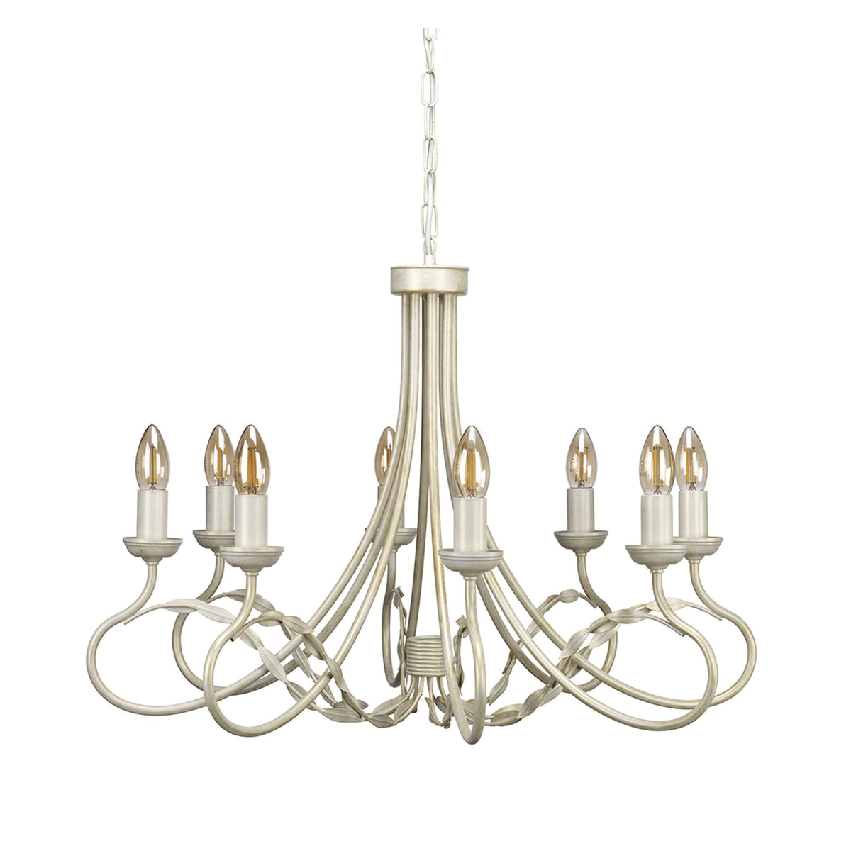 Olivia Eight Light Chandelier or Semi Flush in Ivory & Gold